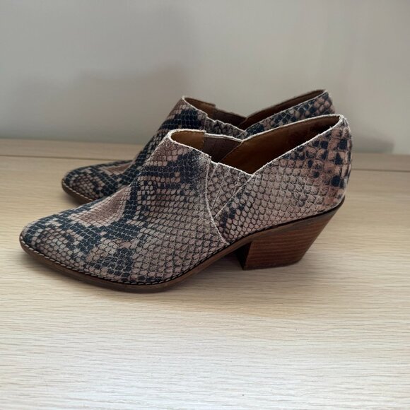 Lucky Brand Tabea Leather Snake Print Ankle Boots - Picture 3 of 6